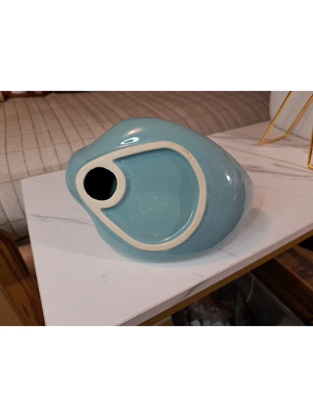 Vintage MCM Elegant Blue Ceramic Swan Towel Holder